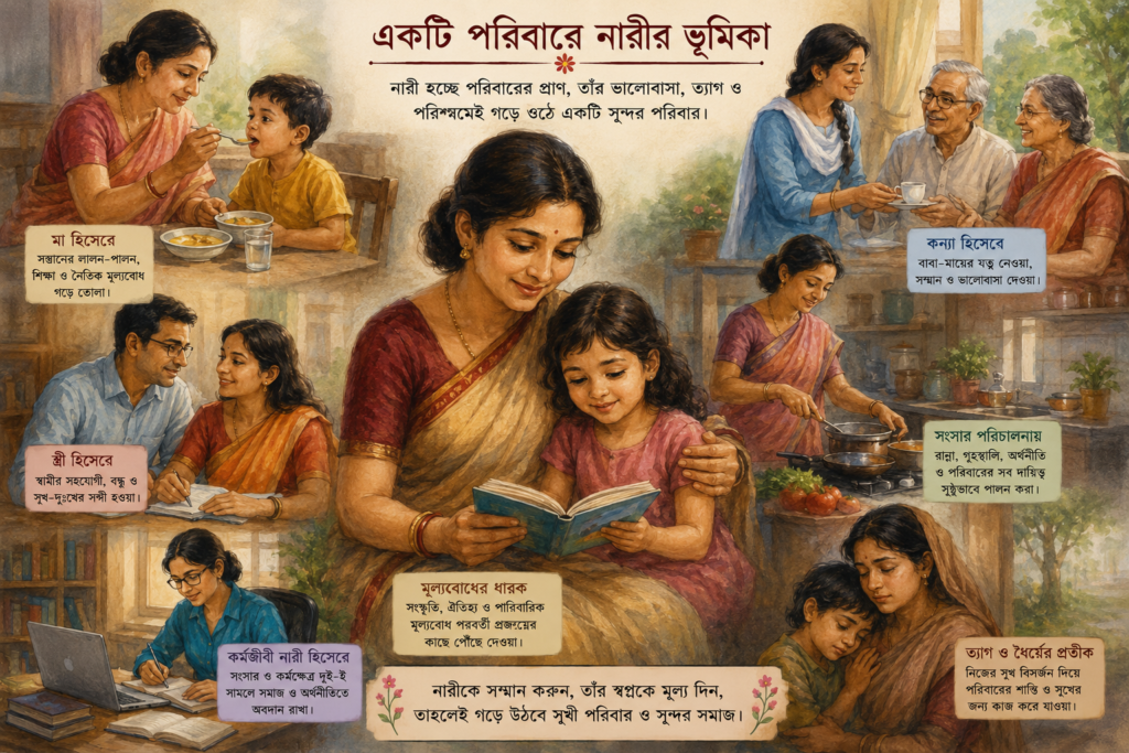 একটি পরিবারে নারীর ভূমিকা : সমাজ, সংস্কৃতি ও মানবজীবনের আলোকে এক বিশদ আলোচনা।