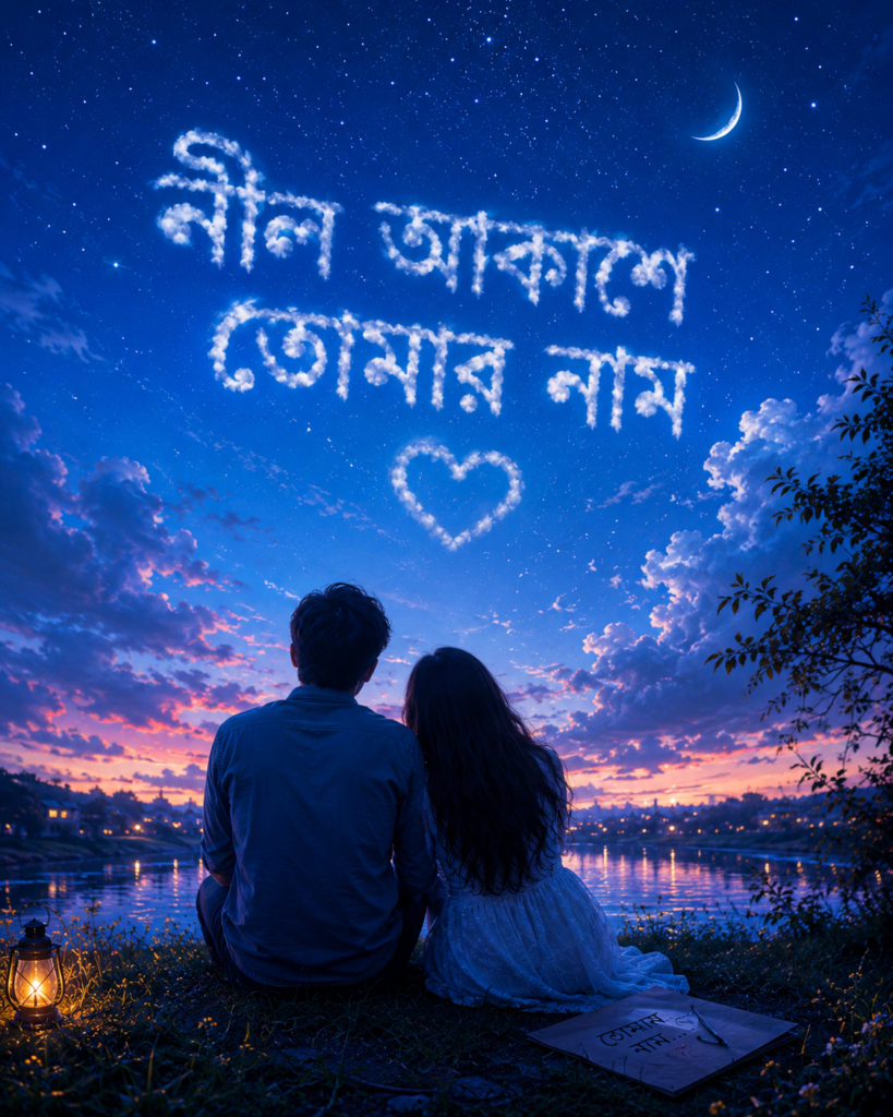 নীল আকাশে তোমার নাম।