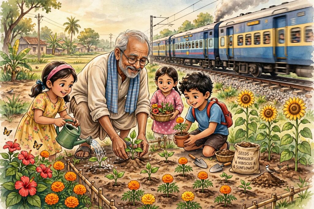 অনুগল্প: রেললাইনের পাশের ছোট্ট বাগান।।