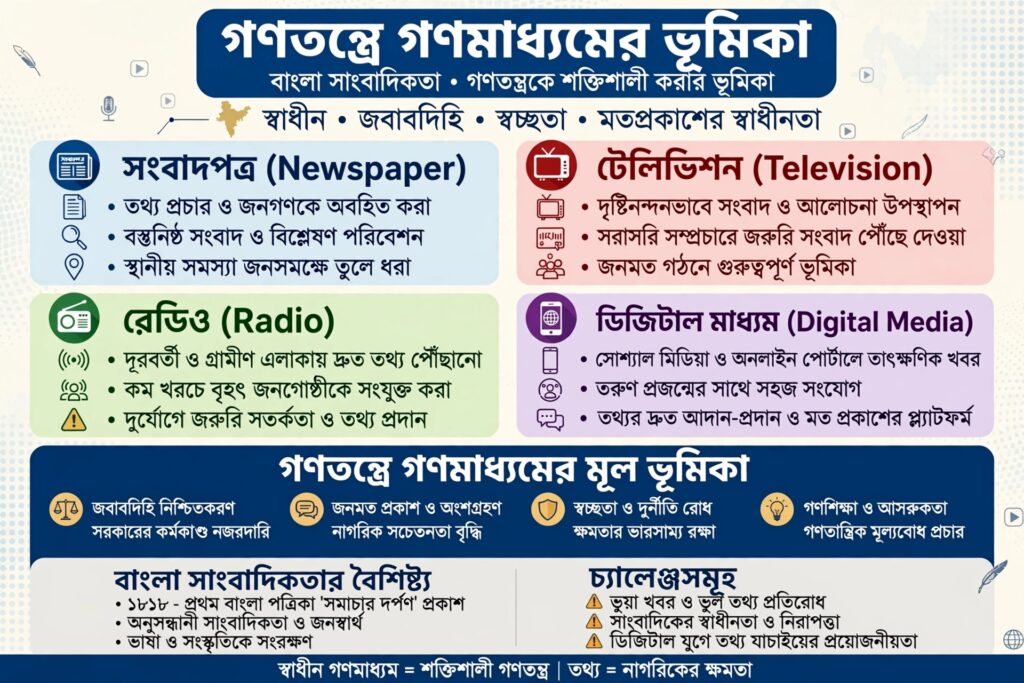 গণমাধ্যমের ভূমিকা: তথ্য, জনমত ও গণতন্ত্রের সম্পর্ক।