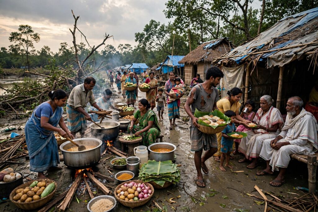 যে গ্রামে কেউ একা খেত না।