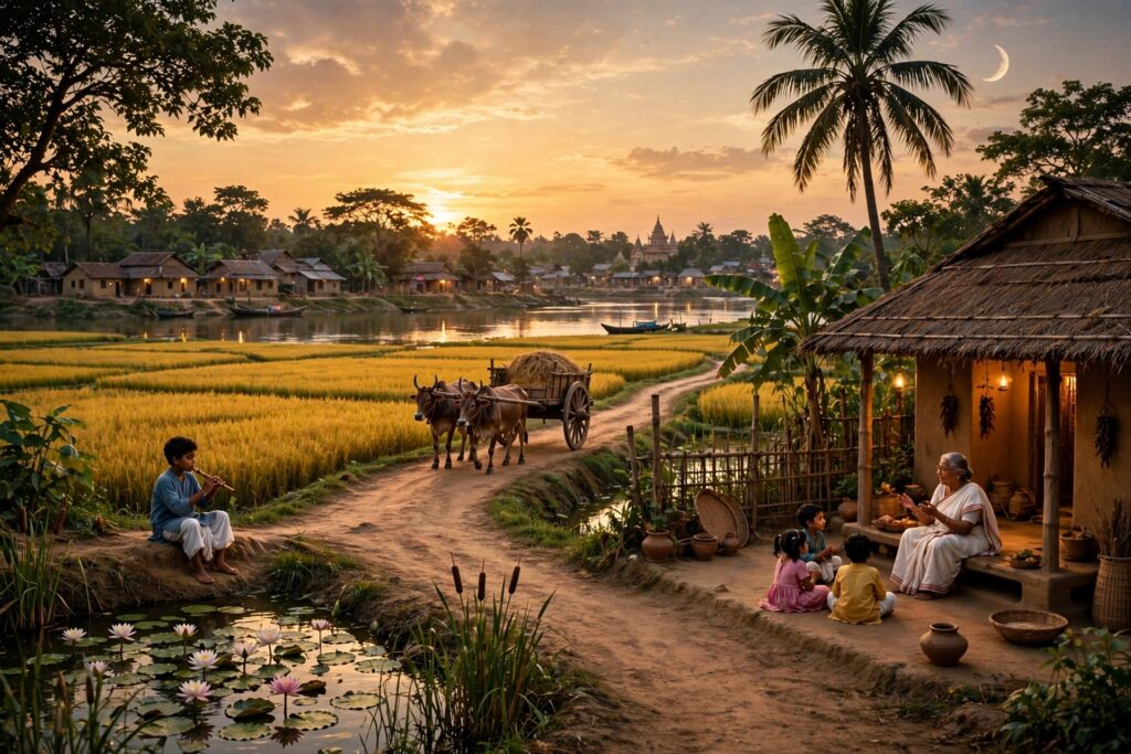 কবিতা : নদীর ওপারের গ্রাম।