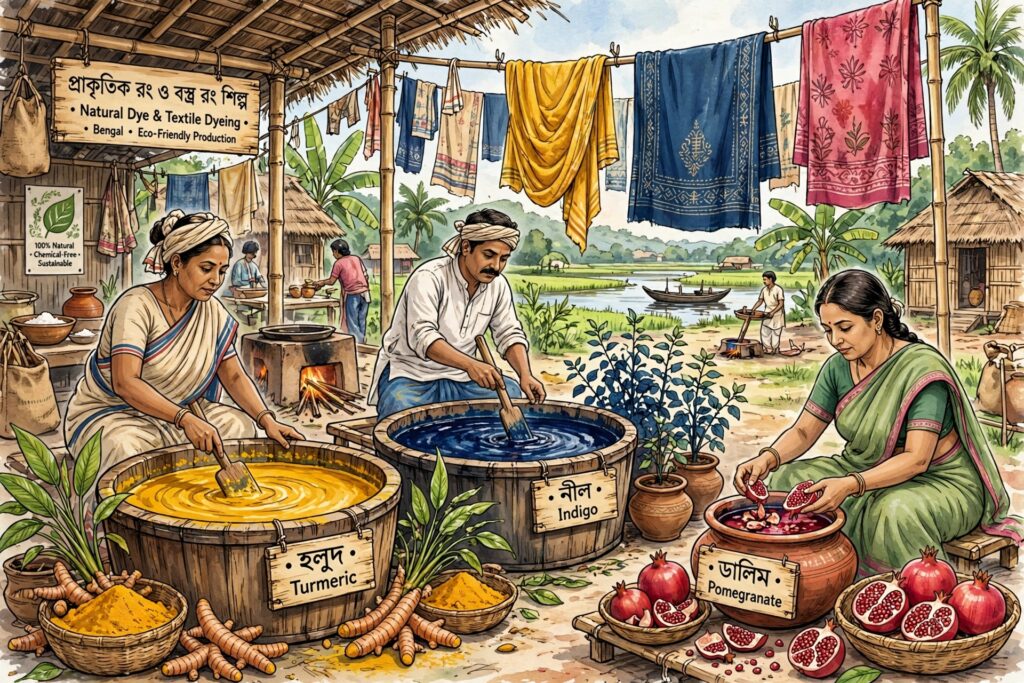  প্রাকৃতিক রং ও বস্ত্ররঞ্জনশিল্প: ঐতিহ্য, সৃজনশীলতা, পরিবেশবান্ধব উৎপাদন এবং কারিগরদের ভবিষ্যৎ।