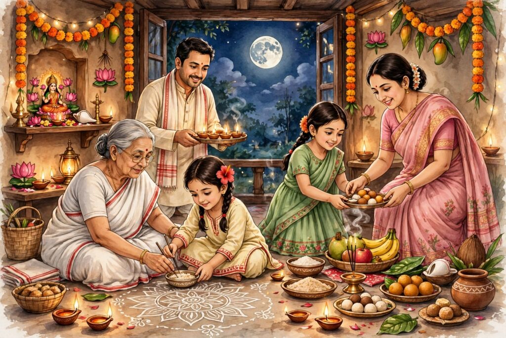 কোজাগরী লক্ষ্মীপুজো ও বাঙালির পারিবারিক বন্ধন: ভালোবাসা, মিলন ও প্রজন্মের ঐতিহ্য।