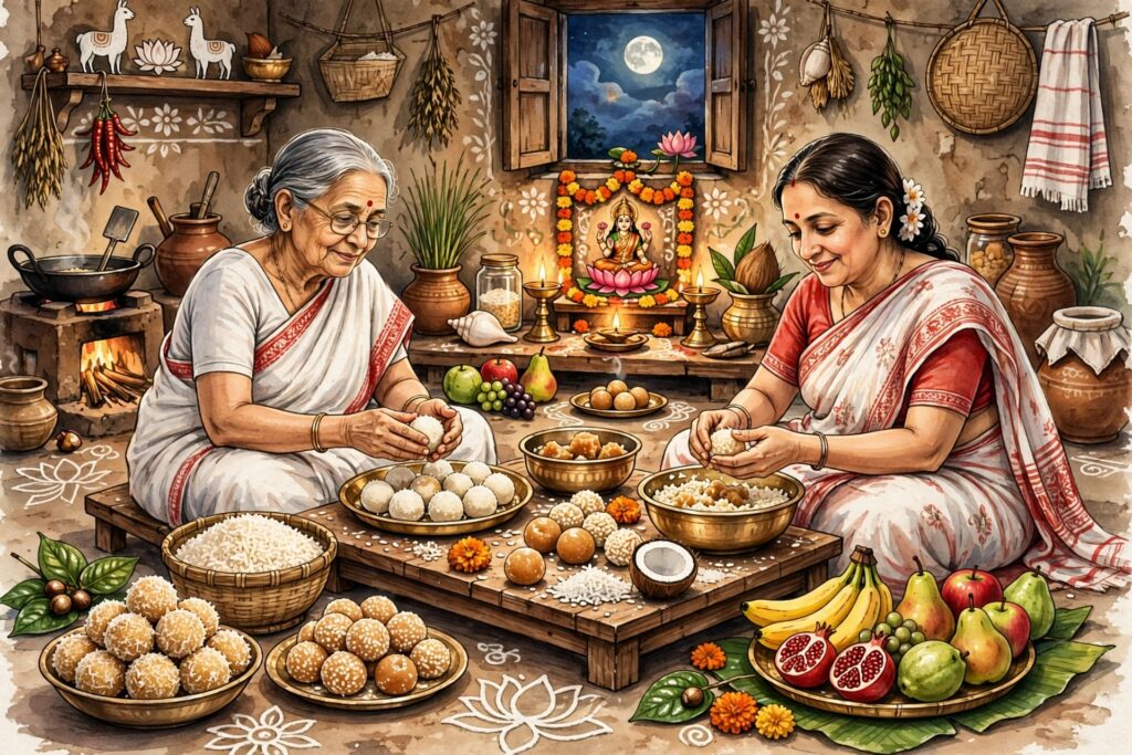 কোজাগরী লক্ষ্মীপুজো ও বাঙালির খাদ্যসংস্কৃতি: নাড়ু, মোয়া, খই আর ঘরোয়া রান্নার ঐতিহ্য।।