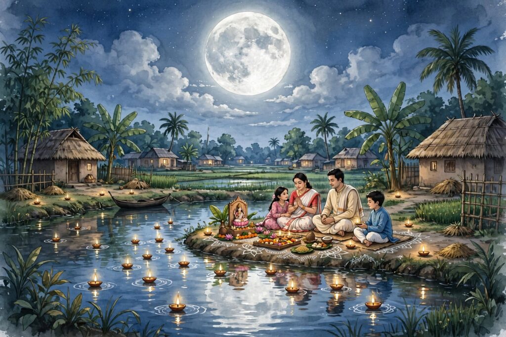 কোজাগরী লক্ষ্মীপুজো ও বাঙালির জ্যোৎস্নারাত: পূর্ণিমার চাঁদ, নিস্তব্ধ প্রকৃতি এবং মনের একান্ত অনুভূতি।